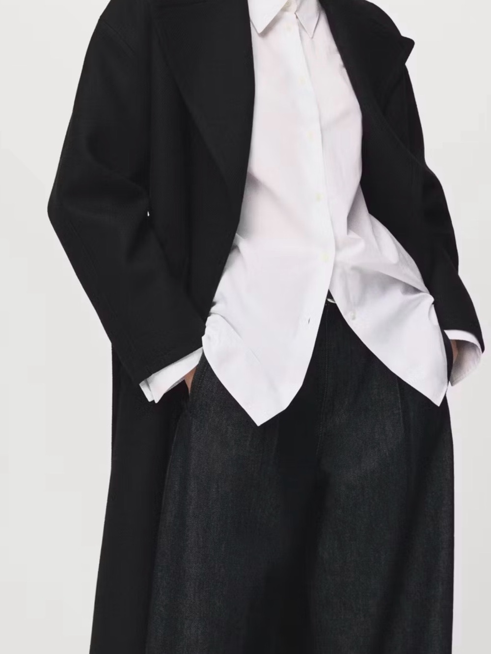Mango Black Wool Long Coat